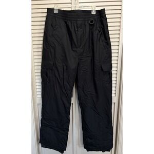 Sport Essentials Men's Cargo Snow Pants XL Black Lined Elastic Waist Zip Ski